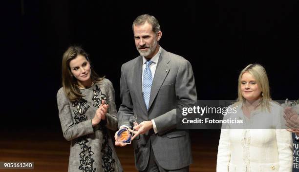 King Felipe of Spain and Queen Letizia of Spain attend Terrorism Victims Foundation Awards at Reina Sofia Museum on January 15, 2018 in Madrid, Spain.