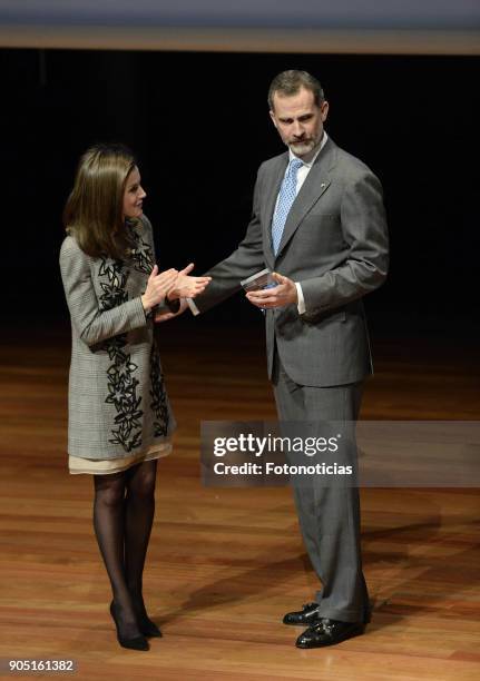 King Felipe of Spain and Queen Letizia of Spain attend Terrorism Victims Foundation Awards at Reina Sofia Museum on January 15, 2018 in Madrid, Spain.