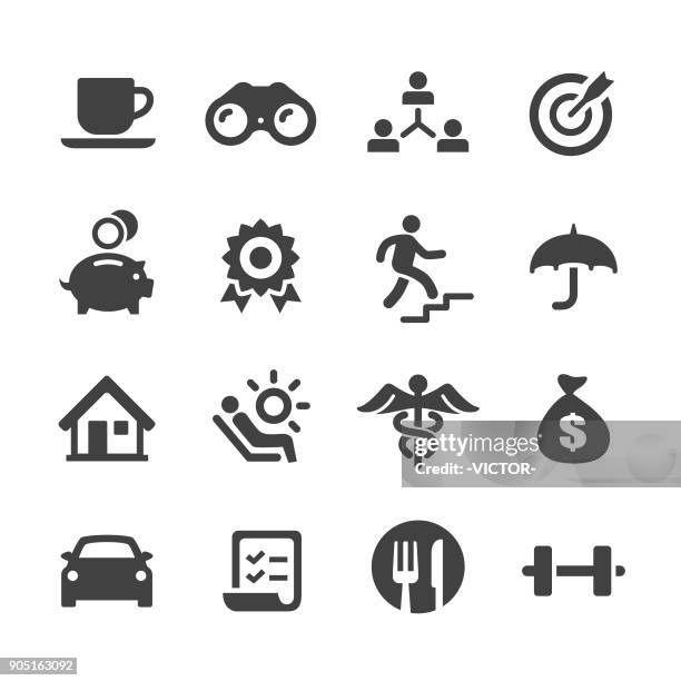 employee benefits icons - acme series - awards lunch stock illustrations