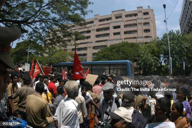Left Parties and Autorikshaw Drivers Association Protesting against the Price Hike of Fuel in Chennai, Tamil Nadu, India