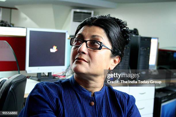 Aparna Sen, actress at TV studio in Kolkata, West Bengal, India