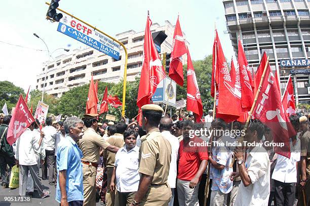 Left Parties and Autorikshaw Drivers Association Protesting against the Price Hike of Fuel in Chennai, Tamil Nadu, India