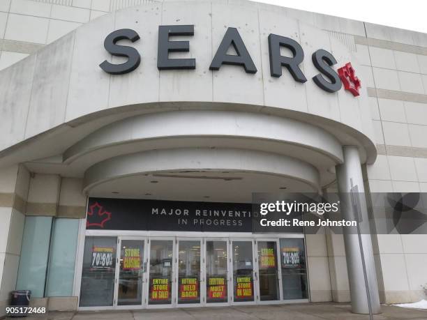 Sears Closing Final . Detail of the outside sign. The Sears at Erin Mills Town Centre close out sales. It is one of the last 32 Sears stores that...