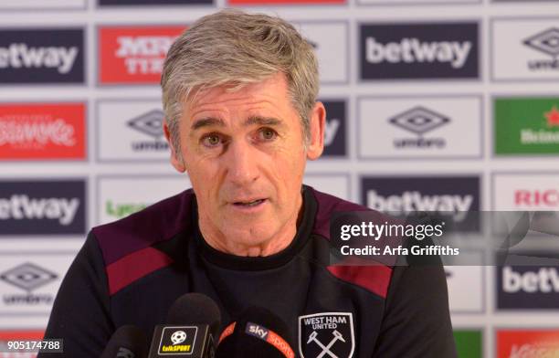 Alan Irvine of West Ham United during his Press Conference at Rush Green on January 15, 2018 in Romford, England.