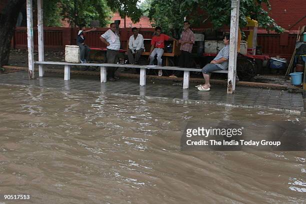 Water logging in Delhi University area due to pre Monsoon rain on June 27 New Delhi.