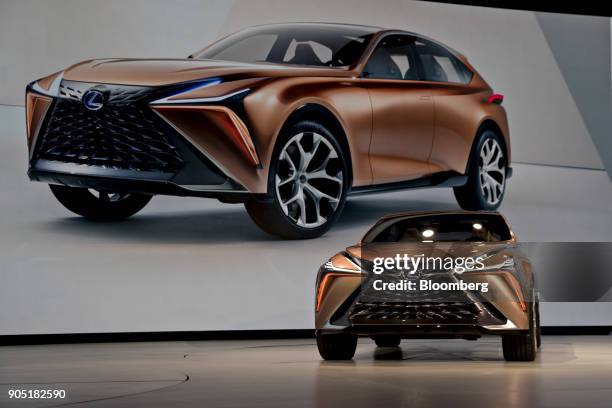 The Toyota Motor Corp. Lexus LF-1 Limitless crossover concept vehicle sits on display during the 2018 North American International Auto Show in...