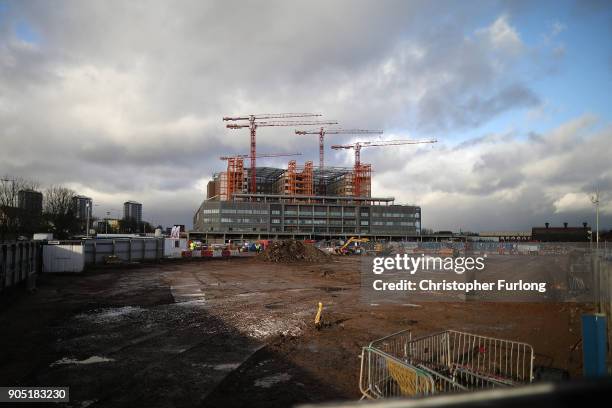 General view of the Midland Metropolitan Hospital, in Smethwick, which is being built by construction company Carillion on January 15, 2018 in...