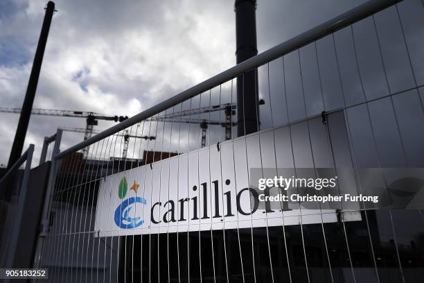 Carillion Company signage is seen outside the Midland Metropolitan Hospital, in Smethwick, which is being built by construction company Carillion on...