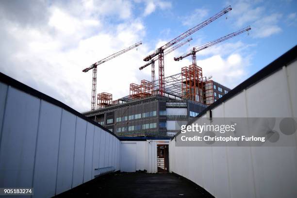 General view of the Midland Metropolitan Hospital, in Smethwick, which is being built by construction company Carillion on January 15, 2018 in...
