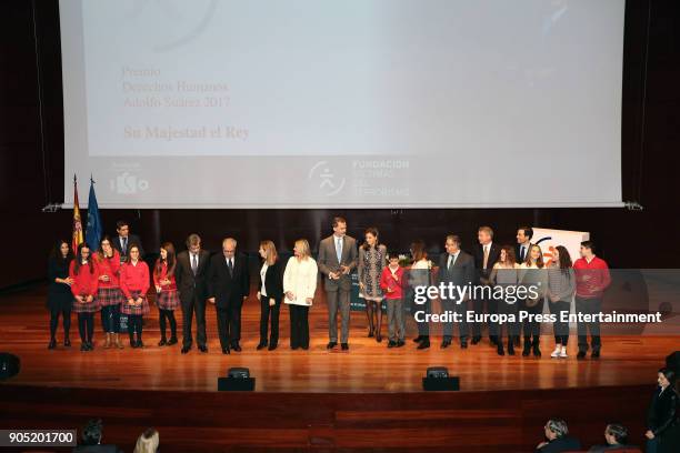 King Felipe of Spain and Queen Letizia of Spain attend Terrorism Victims Foundation Awards at Reina Sofia Museum on January 15, 2018 in Madrid, Spain.