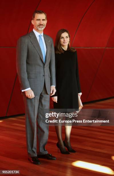 King Felipe of Spain, accompanied by Queen Letizia of Spain, receives Terrorism Victims Foundation Award at Reina Sofia Museum on January 15, 2018 in...