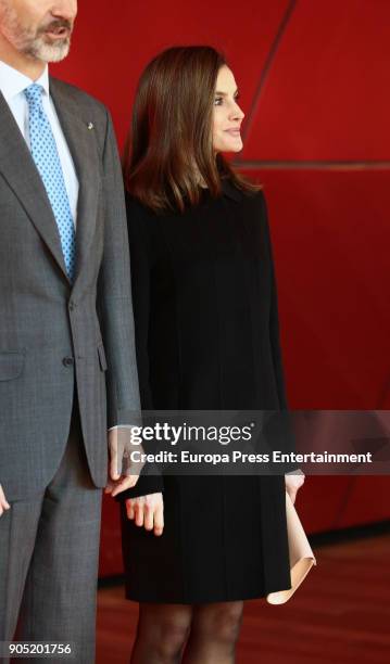 King Felipe of Spain, accompanied by Queen Letizia of Spain, receives Terrorism Victims Foundation Award at Reina Sofia Museum on January 15, 2018 in...