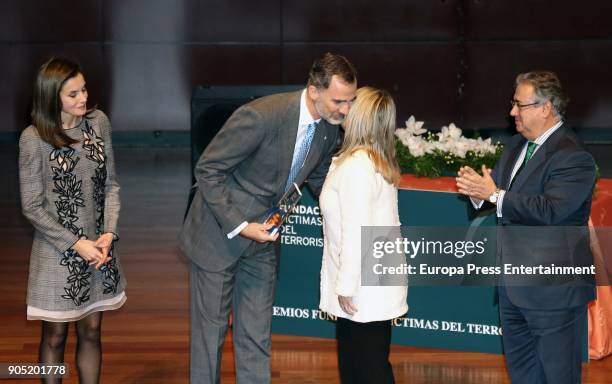 King Felipe of Spain, accompanied by Queen Letizia of Spain , Mari Mar Blanco and Juan Ignacio Zoido , receives Terrorism Victims Foundation Award at...