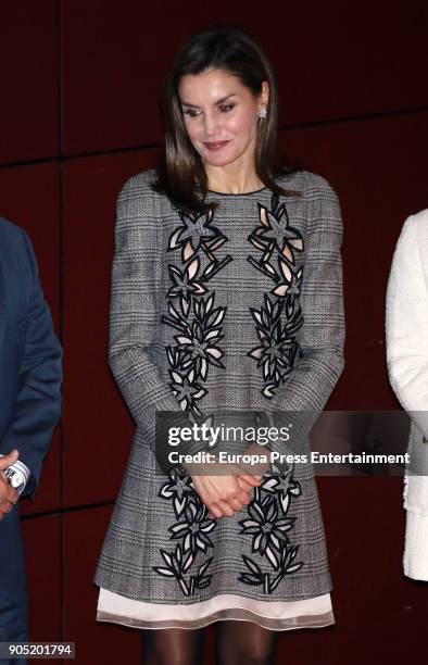 King Felipe of Spain, accompanied by Queen Letizia of Spain, receives Terrorism Victims Foundation Award at Reina Sofia Museum on January 15, 2018 in...