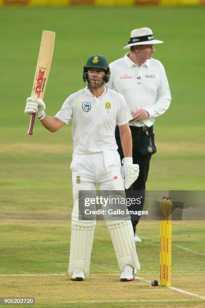 De Villiers of the Proteas goes to his 50 during day 3 of the 2nd Sunfoil Test match between South Africa and India at SuperSport Park on January 15,...