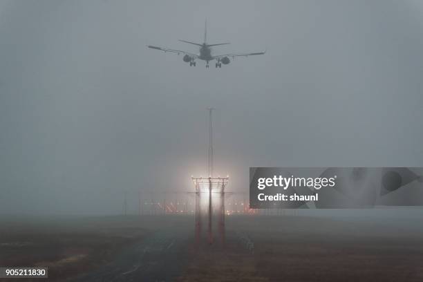 preparing for landing - fog stock pictures, royalty-free photos & images