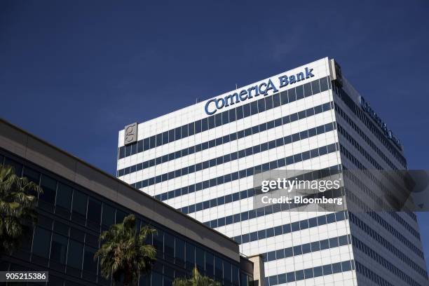 The Comerica Bank office building stands in Sherman Oaks, California, U.S., on Wednesday, Jan. 10, 2018. Comerica Bank is scheduled to release...