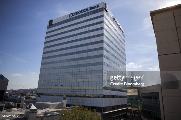 The Comerica Bank office building stands in Sherman Oaks, California, U.S., on Wednesday, Jan. 10, 2018. Comerica Bank is scheduled to release...