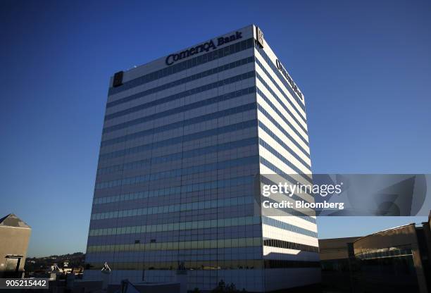 The Comerica Bank office building stands in Sherman Oaks, California, U.S., on Wednesday, Jan. 10, 2018. Comerica Bank is scheduled to release...