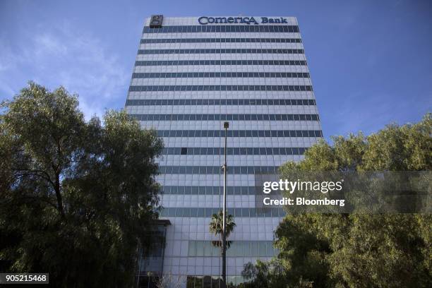 The Comerica Bank office building stands in Sherman Oaks, California, U.S., on Wednesday, Jan. 10, 2018. Comerica Bank is scheduled to release...