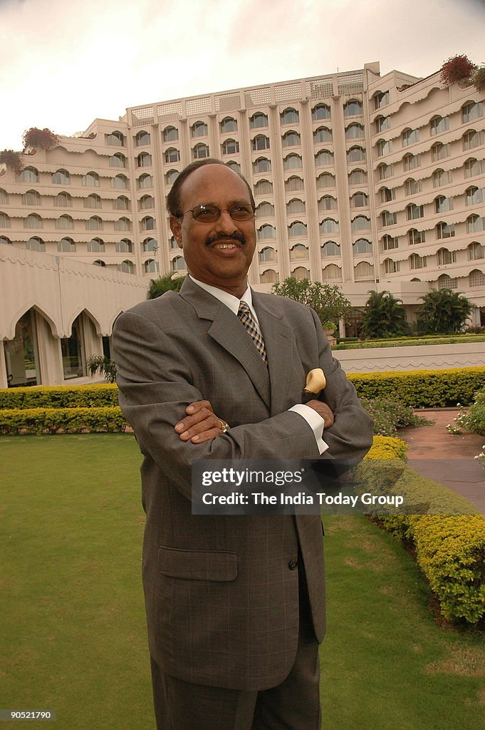 Bvk Reddy Reddy, Chairman, GVK Industries Ltd. standing outside at Taj Krishna ...