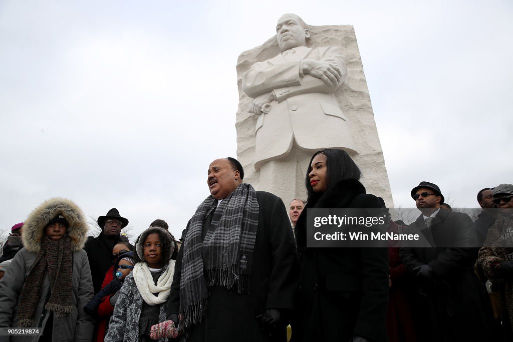 Martin Luther King III, Ryan Zinke Attend Wreath Laying At MLK Memorial In DC