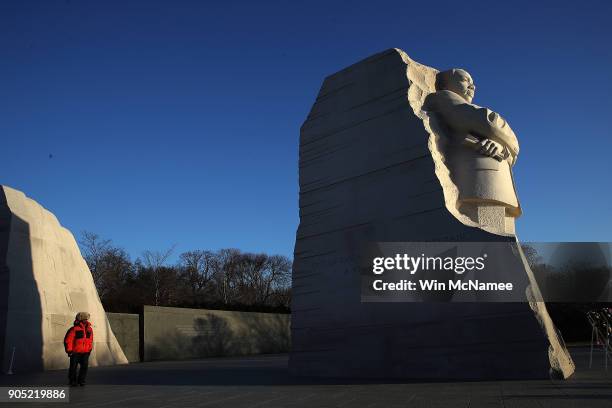 The Martin Luther King Jr. Memorial is shown in the early morning light on Martin Luther King Day January 15, 2018 in Washington DC. Martin Luther...