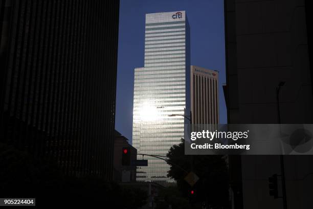 Citigroup Inc. Bank office building stands in Los Angeles, California, U.S., on Thursday, Jan. 11, 2018. Citigroup Inc. Is scheduled to release...