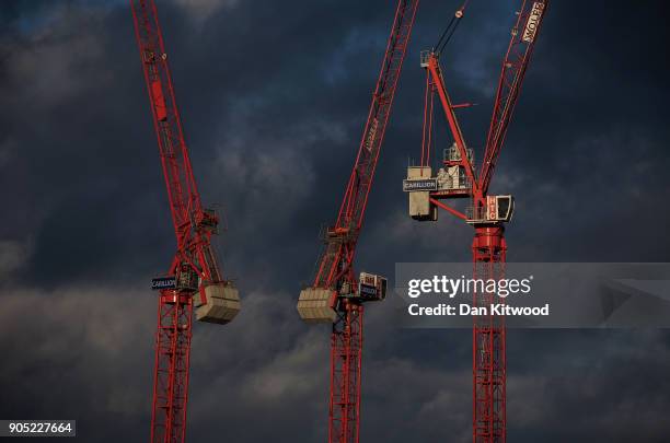 Cranes stand on a Carillion construction site near Temple on January 15, 2018 in London, England. The company has announced it is to go into...