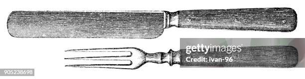 fork and knife - fork knife stock illustrations