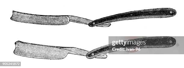 shaving accessories - straight razor stock illustrations