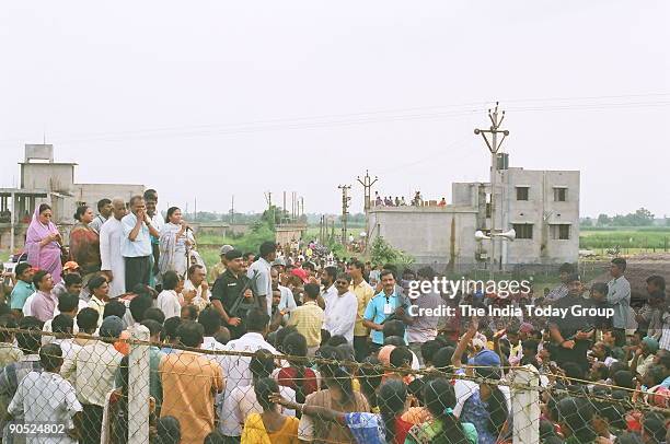 Mamta Banerjee, Political Leader Trinamool Congress, addresses rallies farmers against the government land acquisition for Tata Motors, at Singur in...