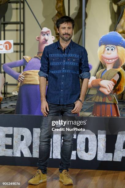 Actor Hugo Silva attends 'Cavernicola' photocall at Ciencias Naturales National Museum on January 15, 2018 in Madrid, Spain