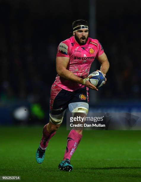 Don Armand of Exeter Chiefs makes a break during the European Rugby Champions Cup match between Exeter Chiefs and Montpellier at Sandy Park on...