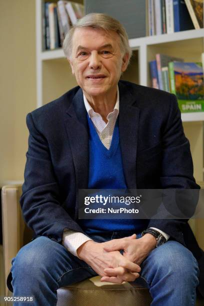 Singer Salvatore Adamo during a posed for graphic media at the Hotel Eurostars in Madrid, Spain on January 15, 2018.