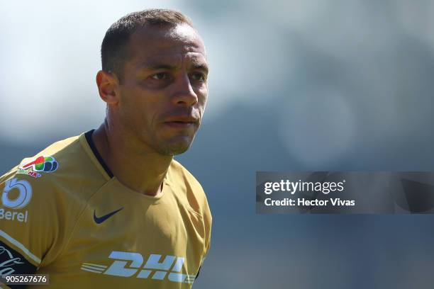 Marcelo Diaz of Pumas looks on during the second round match between Pumas UNAM and Atlas as part of the Torneo Clausura 2018 Liga MX at Olimpico...