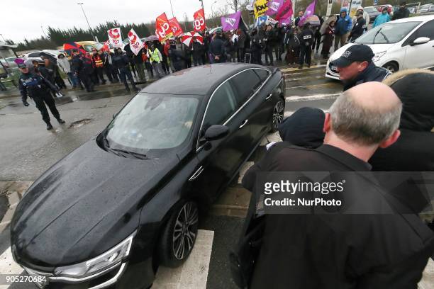 French Minister for Solidarity and Health Agnes Buzyn arrives at the Poissy Medical Center, near Paris, on January 15, 2018 for the laying of the...
