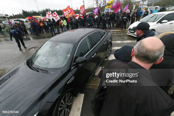 French Minister for Solidarity and Health Agnes Buzyn arrives at the Poissy Medical Center, near Paris, on January 15, 2018 for the laying of the...