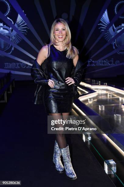 Diletta Leotta attends the Frankie Morello show during Milan Men's Fashion Week Fall/Winter 2018/19 on January 15, 2018 in Milan, Italy.