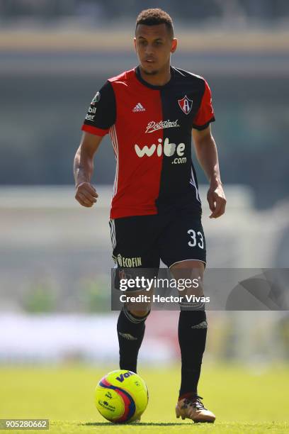 Ravel Morrison of Atlas drives the ball during the second round match between Pumas UNAM and Atlas as part of the Torneo Clausura 2018 Liga MX at...