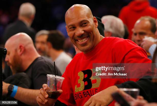 LaVar Ball attends a game between the New York Knicks and the Los Angeles Lakers at Madison Square Garden on December 12, 2017 in New York City. The...