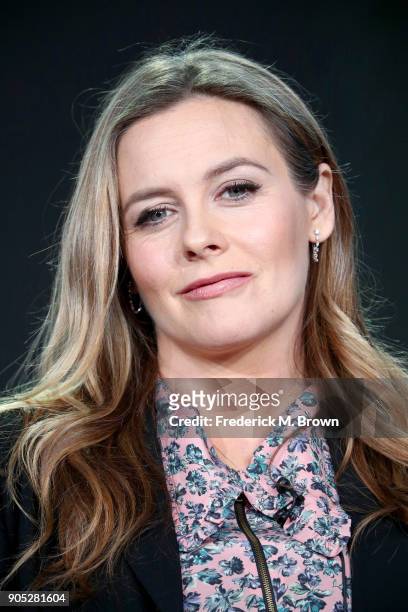 Actor Alicia Silverstone of 'American Woman' speaks onstage during the Paramount Network portion of the 2018 Winter Television Critics Association...