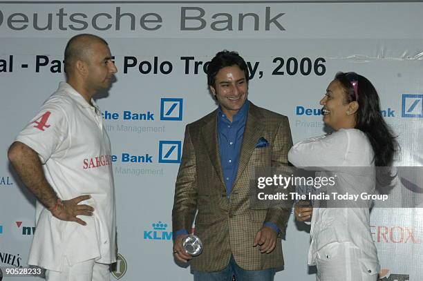 Bollywood actor Saif Ali Khan son of Mansoor Ali Khan Pataudi at the Deutsche Bank Bhopal-Pataudi Polo Trophy 2006, the curtain raiser of the 2006...