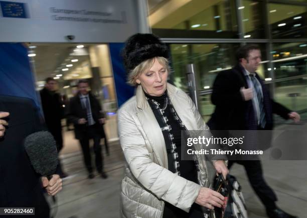 Anna Soubry leaves the Berlaymont building, headquarters of the European Commission after a meeting with Chief Brexit Negotiator, Michel Barnier on...