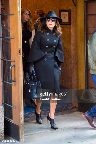 Bethenney Frankel is seen departing from the funeral for Bobby Zarin at Riverside Memorial Chapel on January 15, 2018 in New York City.