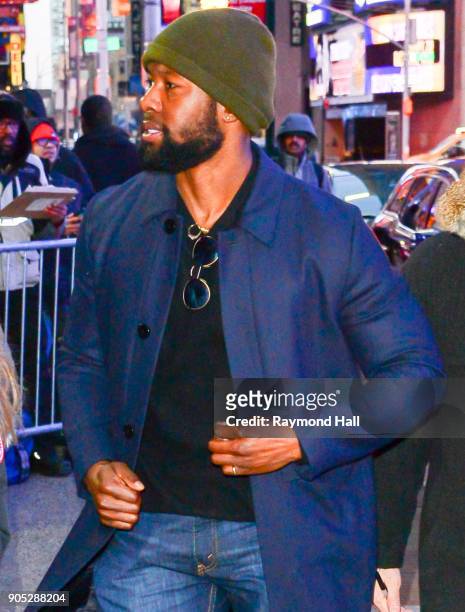 Actor Trevante Rhodes is seen outside "Good Morning America" on January 15, 2018 in New York City.