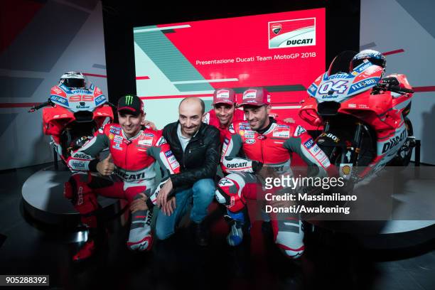 Ducati MotoGP Team 2018, Jorge Lorenzo rider, the Ducati Motor CEO Claudio Domenicali, Michele Pirro test rider and Andrea Dovizioso rider unveils...