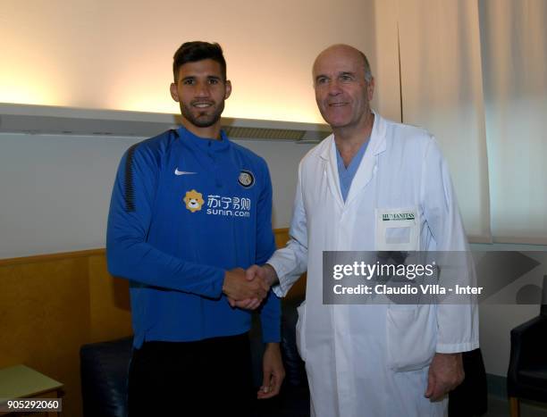 Lisandro Ezequiel López of FC Internazionale during medical tests on January 15, 2018 in Milan, Italy.