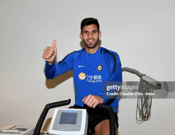 Lisandro Ezequiel López of FC Internazionale during medical tests on January 15, 2018 in Milan, Italy.