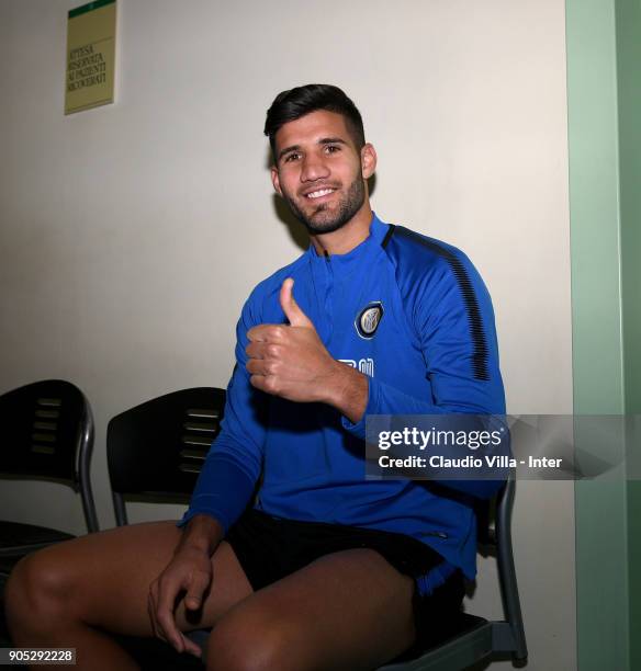 Lisandro Ezequiel López of FC Internazionale during medical tests on January 15, 2018 in Milan, Italy.